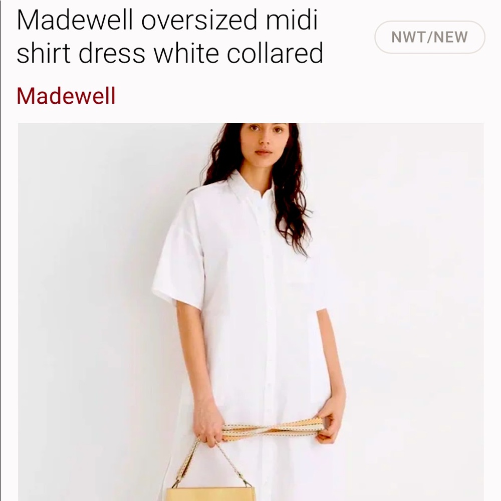 Madewell oversized midi dress shirt collared new with tags